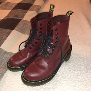 Dr Marten Size 7 Maroon Boots. Worn Once!
